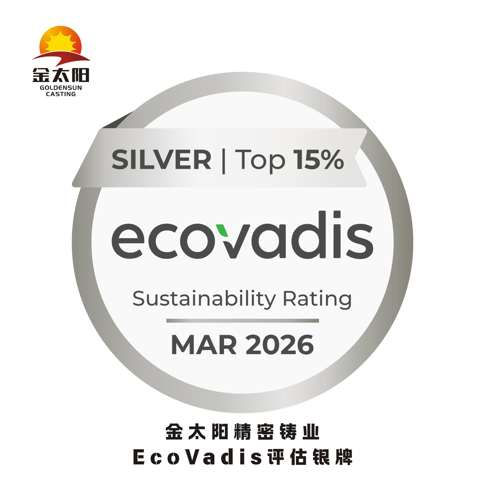 從銅到銀：金太陽鑄業摘取可持續發展“綠色通行證”，彰顯細分領域領軍實力